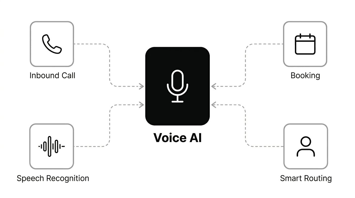 Voice AI — Inbound Call, Spracherkennung, Buchung, Smart Routing